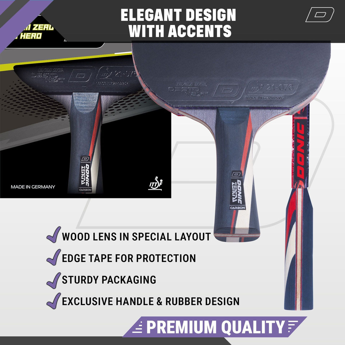 DONIC ZENTRA CARBON DESTO NEXT Table Tennis Bat - Topspin Sports Ltd
