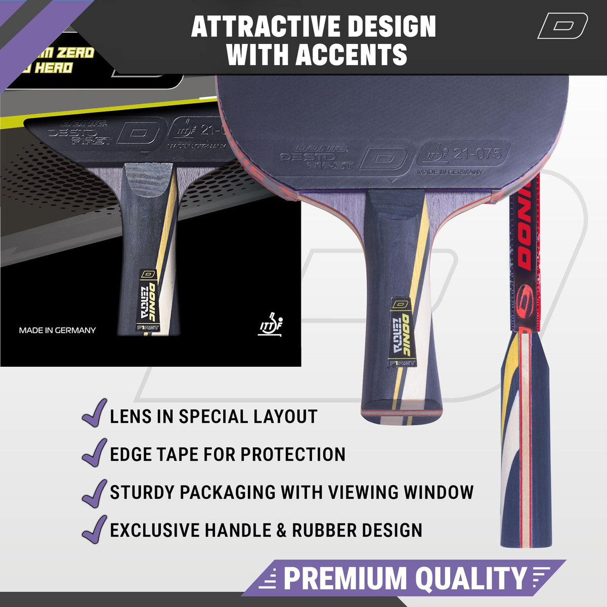 DONIC ZENTRA FIRST ALLROUND DESTO FIRST Table Tennis Bat - Topspin Sports Ltd