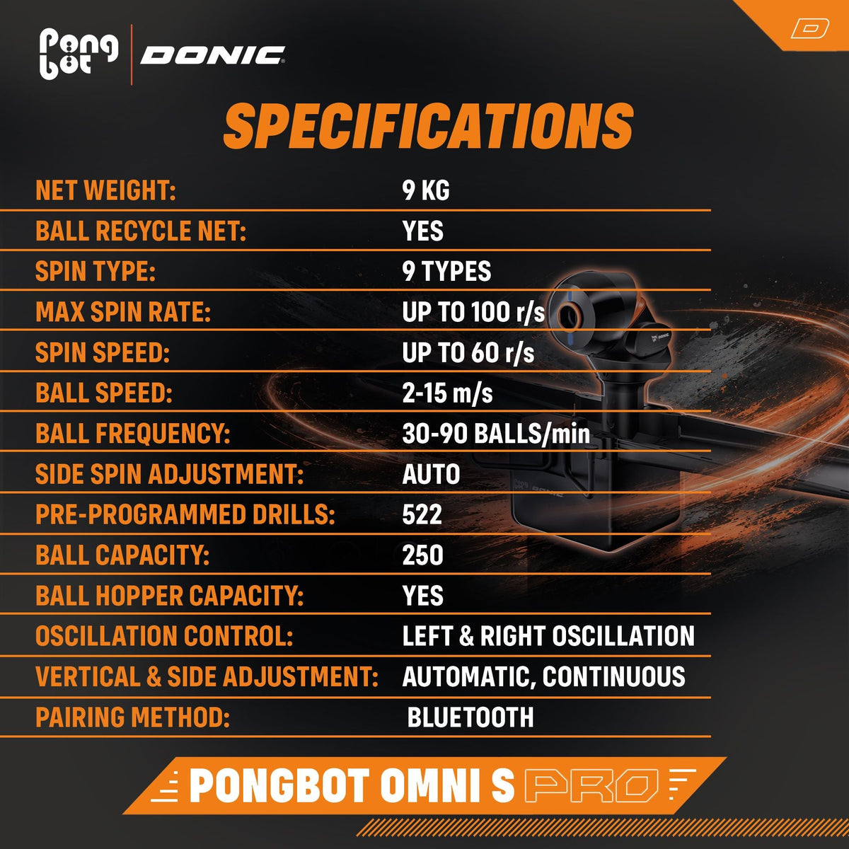 PRE ORDER - DONIC - PONGBOT OMNI S PRO Table Tennis Robot - Topspin Sports Ltd